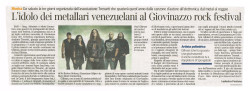 L'idolo dei metallari venezuelani al Giovinazzo Rock Festival.